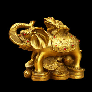 黄铜富贵荣华象摆件家居客厅办公室开业礼品象上金蟾工艺装饰品