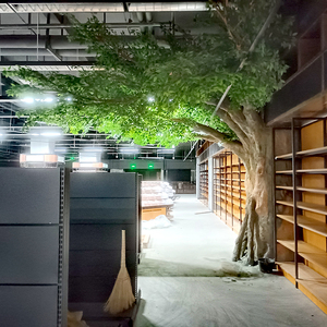 仿真榕树 落地大树假树餐厅酒店大型客厅实木树干室内仿真绿植