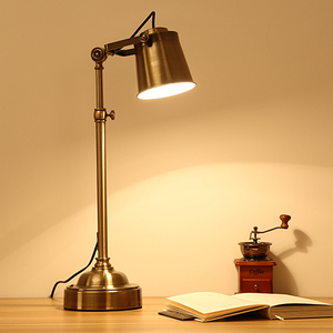 极有家发现 美式简约可伸缩复古台灯古铜色客厅书桌LED护眼台灯