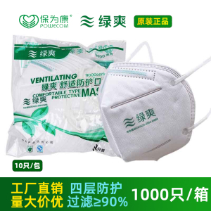 保为康绿爽9000防尘口罩成人防雾霾喷漆透气打磨一次性口鼻罩