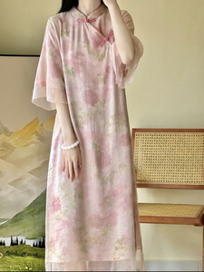 BIG力【小步舞曲】新中式国风双层盘口旗袍连衣裙