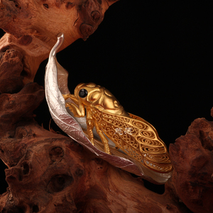 一鸣惊人纯银摆件金蝉银镀金饰品送礼佳品家居摆件银饰宝宝伴手礼