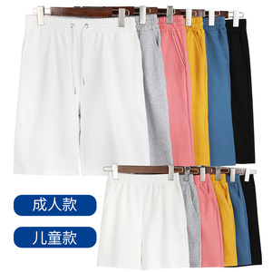 夏季薄款儿童短裤白色运动裤定制小学生班服套装男女童五分裤子