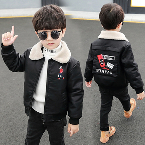 韩国男童皮衣2023新款秋冬装儿童皮夹克小童宝宝洋气加绒加厚外套