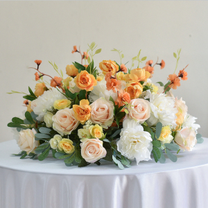 酒店大圆桌转盘中间装饰花艺餐厅饭店包厢桌面摆件餐桌花摆花假花