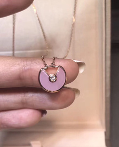 cartier/卡地亚 护身符小号项链 18k金白贝母红玉髓 镶钻锁骨链女