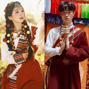 藏族服装女男舞蹈演出服冬装2024新款藏式男士民族服全套长袖藏袍