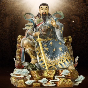 纯铜真武大帝神像摆件家用供奉道教神像玄天上帝玄武祖师爷工艺品