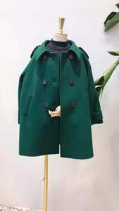 韩国童装女童男童双面羊绒大衣秋冬儿童中长款双排扣西装外套