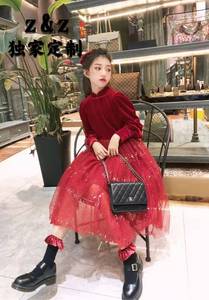 韩国韩货童装儿童女童金丝绒纱裙2020冬季儿童中大童连衣裙公主裙