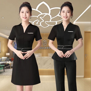 高级美容院专用美容师工作服女采耳店中式连衣裙按摩师足浴店工装