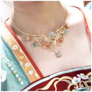 瑶妹遇见神鹿cos瑶瑶公主汉服项链璎珞项圈王者荣耀发簪头饰发饰