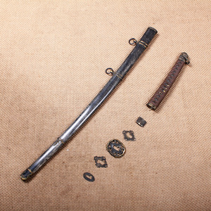 老兵器日本武士刃古刀剑装具刀镡配件二战陆军98外装珍珠鱼皮刀鞘