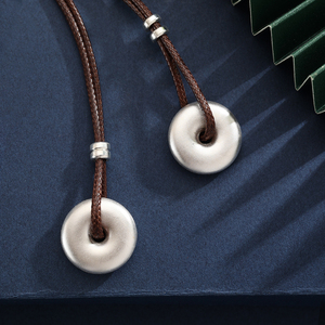 999纯银古法平安扣吊坠民族风男女情侣个性简约银饰项链坠子礼物s