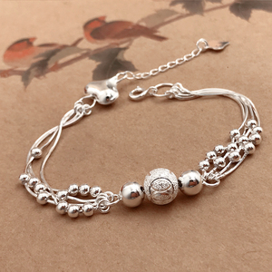 冷淡风999纯银手链学生转运珠韩国足银闺蜜首饰情人节礼物送女友c