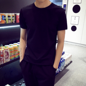雨季淡然时尚夏季男士短袖T恤V圆领纯色体恤打底衫韩版半袖上衣