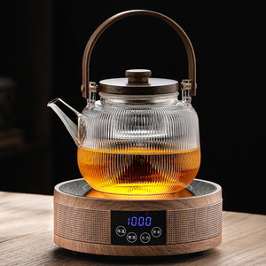 元茗新款煮茶器提梁玻璃蒸煮茶壶泡茶烧水壶全自动保温电陶炉套装