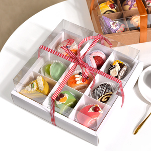 透明九宫格甜品盒子杯子蛋糕盒月饼盒子9宫格烘焙糕点点心包装盒