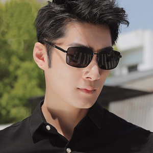 墨镜男中年爸爸男士开车专用老年人太阳镜男偏光钓鱼方形变色眼镜