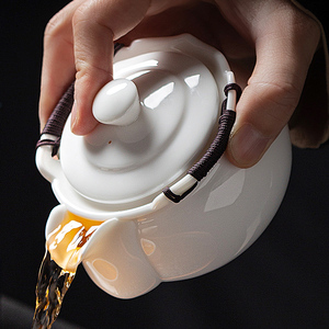 羊脂玉盖碗茶杯单个高档大号手抓壶不烫手家用功夫茶具一人泡茶碗
