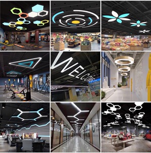 led异形灯圆形创意六边形蜂窝造型健身房网咖商场超市组合拼接灯