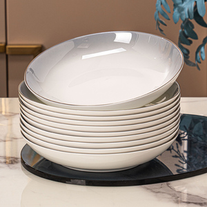 骨瓷盘子菜盘家套装用创意网红特别好看的盘子8寸高级感轻奢餐盘