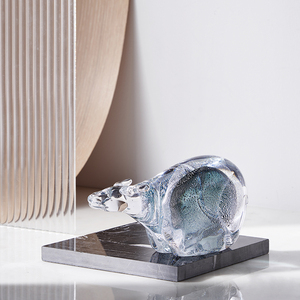 500人付款天猫邸高家居 意式轻奢玻璃牛摆件酒店会所