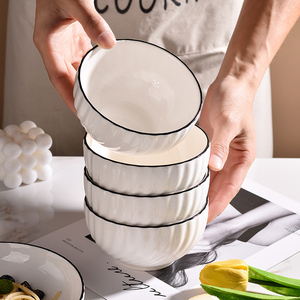 家用米饭碗新款小碗饭碗高级感陶瓷汤碗吃饭碗简约碗碟餐具套装