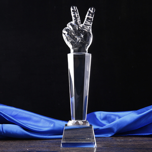 水晶奖杯 定制卡拉ok歌唱比赛刻字胜利v剪刀手奖杯中国好声音手势