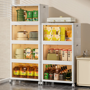 收纳柜折叠收纳箱家用厨房客厅开门式储物柜子零食柜置物柜整理箱