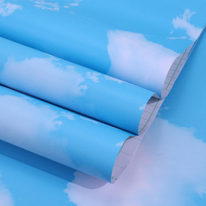 自粘防水墙纸天花板蓝天白云立体壁纸创意墙贴儿童房3D贴纸装饰膜