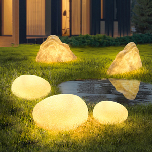 太阳能石头灯发光户外防水庭院装饰灯仿真鹅卵石落地灯别墅草坪灯