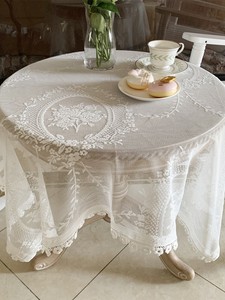 法式白色蕾丝ins风盖巾欧式方桌茶几桌布网红学生田园小圆桌美式