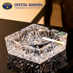 新品捷克进口BOHEMIA水晶玻璃方形烟灰缸欧式刻花雪茄烟灰缸装饰
