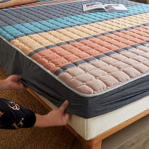 A类条纹夹棉床笠单件纯棉全棉100加厚床罩床垫保护罩三件套可定制