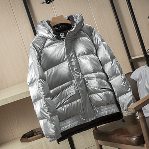男士高定金属记忆面料高蓬松90白鸭绒面包加厚羽绒服
