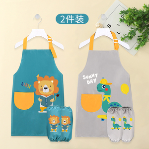 儿童画画围兜美术防护衣厨房围裙国画中大童2岁宝宝做饭防水罩衣