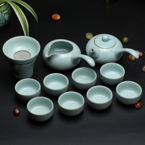 恒缘汝窑茶具套装 高档陶瓷功夫茶具办公室茶具套装整套茶具特价