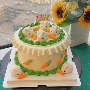 61儿童节小白兔棉花糖可爱动物造型网红儿童软糖果胡萝卜蛋糕装饰