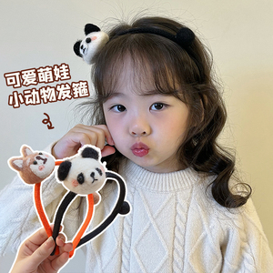 手工编制毛线儿童发箍女童卡通熊猫兔子立体可爱头箍发卡儿童发饰