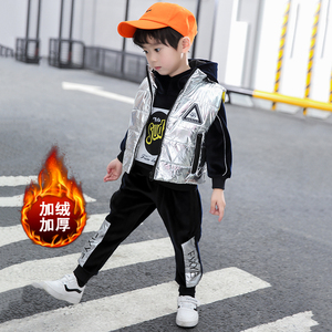 男童冬装加绒加厚套装儿童卫衣3三件套4宝宝5中小童6套装2-7周岁