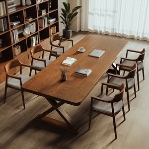 白蜡木书桌椅家用大长桌客厅学习桌阅读桌原木饭桌书房实木书法桌