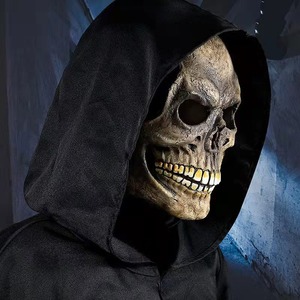 万圣节全脸面具骷髅头成人恐怖可动恶灵骑士鬼屋密室道具小丑头套
