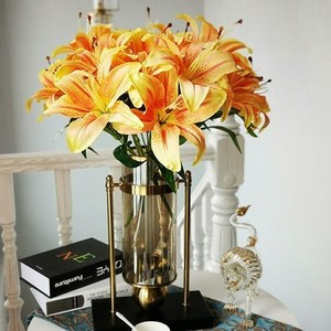 萱草花假花装饰品花卉仿真干花束摆设客厅高端幼儿园表演舞台道具