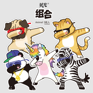 skr嘻哈风卡通个性潮牌行李箱贴纸旅行箱吉他电脑墙壁防水门窗贴