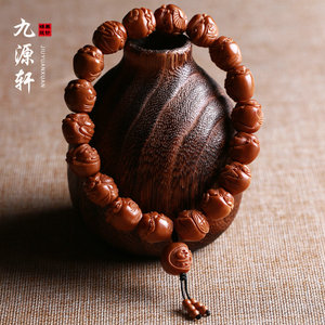 橄榄核核雕手串须木生手工手雕十八财神八方有财橄榄胡手链文玩