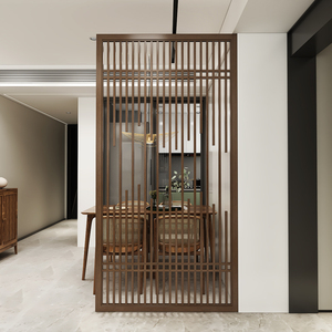 新中式实木入户玄关隔断屏风客厅挡装饰镂空招财聚气木格栅现代