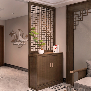 新中式实木入户屏风柜鞋柜一体过道隔断客厅装饰佛龛挡煞简约现代