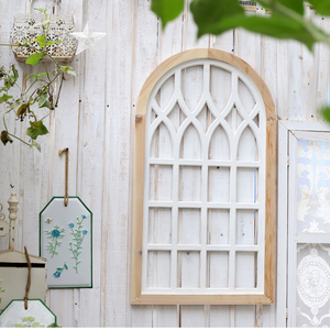 做旧实木假窗装饰壁挂 原木窗户造型花园装饰品