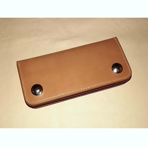 皮客手工 日本枥木鞍革 机车款长钱夹 植鞣革财布 牛皮钱包